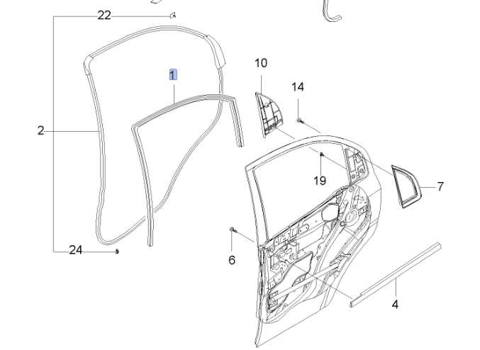 Chevrolet Aveo Sol Arka Kapı Cam Fitili Orjinal Gm