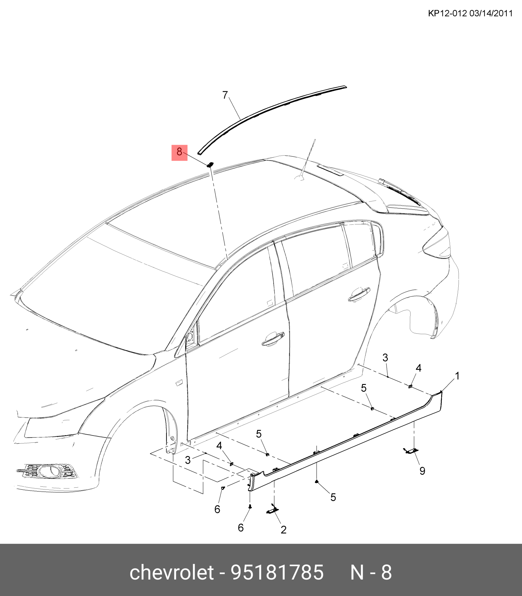 Chevrolet cruze Tavan Çıta Klipsi Gm Marka